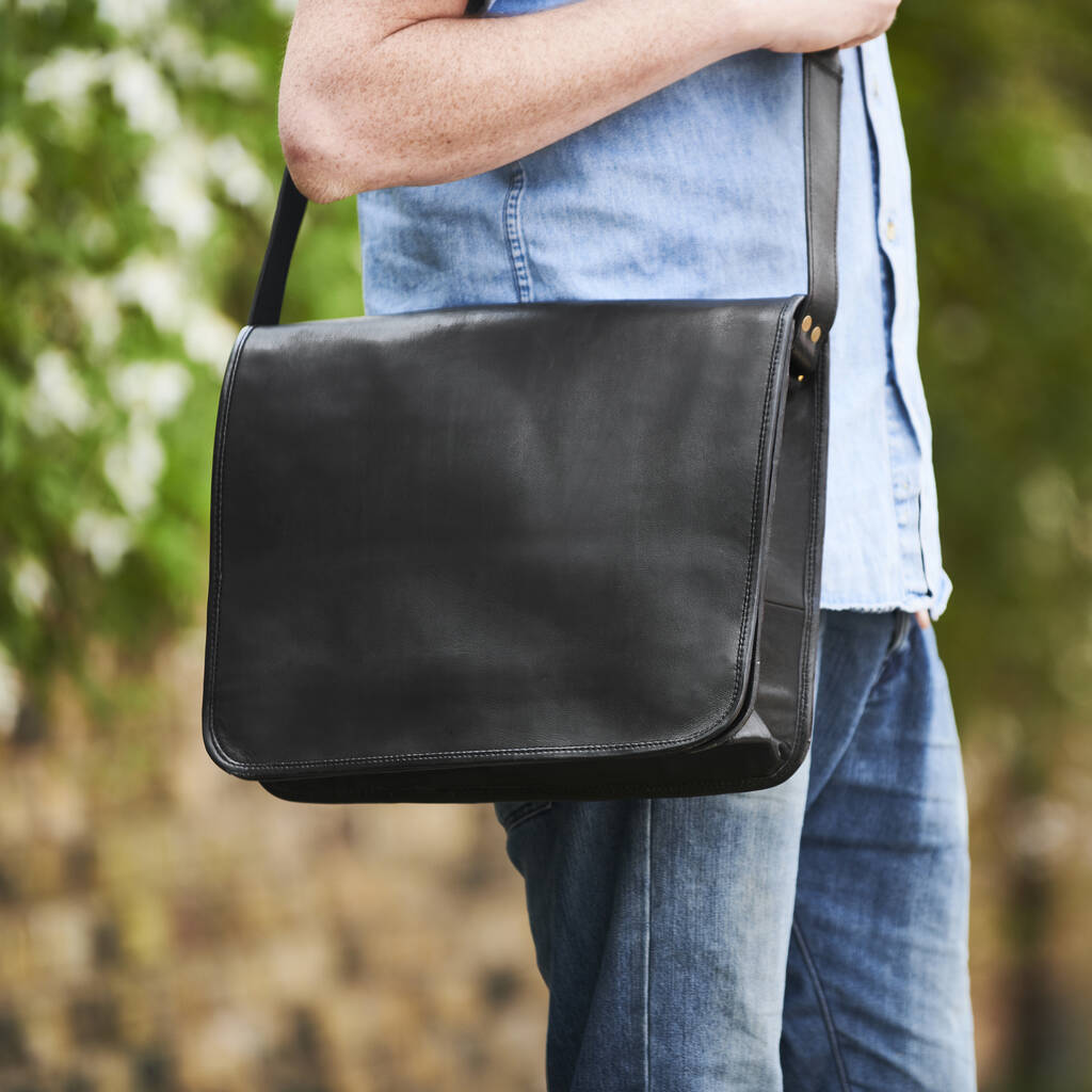 Classic Leather Messenger Bag, 1 of 8