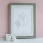 Personalised Wedding Day Line Drawing Portrait Print, thumbnail 1 of 12