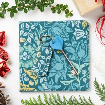 Blue Badge Permit Cover And Radar Key With Matching Key Ring In William Morris Mallow Teal, 3 of 4