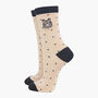 Polka Dot Embroidered Tiger Ankle Socks Women's Cream, thumbnail 1 of 3