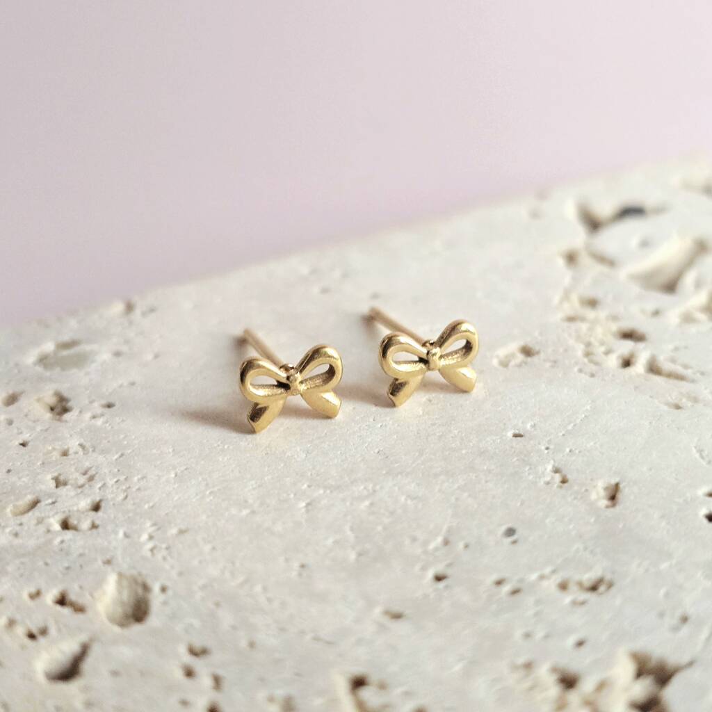 Mini Bow Micro Stud Earrings, 1 of 4