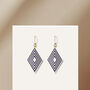 Navy And Pearlescent White Diamond Shaped Earrings, thumbnail 3 of 6