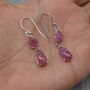 Red Ruby Silver Earrings: Teardrop Dangle, thumbnail 1 of 8