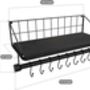 Black Wall Mounted Floating Kitchen Shelf With Hooks, thumbnail 8 of 8
