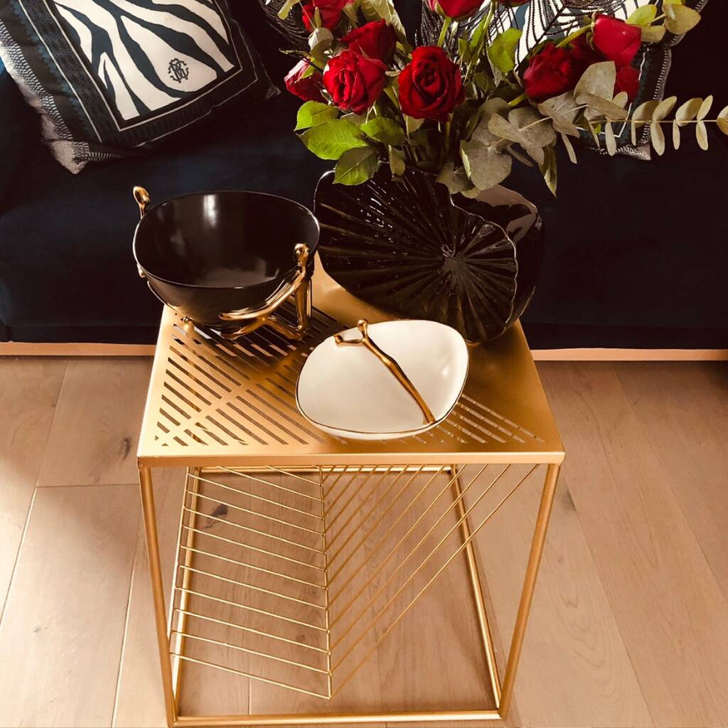 Gold Magazine Rack Table By Ace & Luster