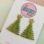 Green Squiggle Glitter Christmas Tree Earrings / Festive Jewellery / Sparkly Abstract Tree Earrings / Holiday Jewellery / Christmas Gift, thumbnail 5 of 5
