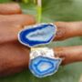 Blue ‘Mega’ Crystal Gemstone Silver Plated Ring, thumbnail 3 of 5