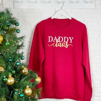 Daddy Claus And Child Matching Christmas Jumper Set, 2 of 3