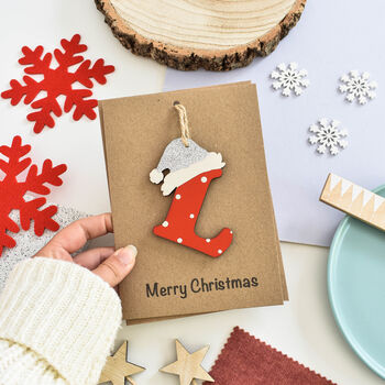 Personalised Alphabet Santa Decoration And Card, 2 of 4