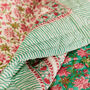 Green Sanganeri Block Print Reversible Quilt Boho, thumbnail 3 of 7