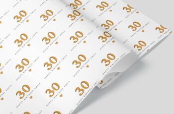 Personalised 30th Birthday Gold Style Wrapping Paper, 2 of 2
