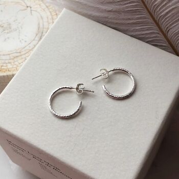 Fine Textured Hoop Earrings, 2 of 10