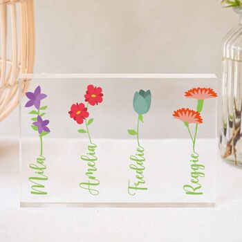 Personalised Flower Name Children Or Grandchildren Acrylic Block, 2 of 7