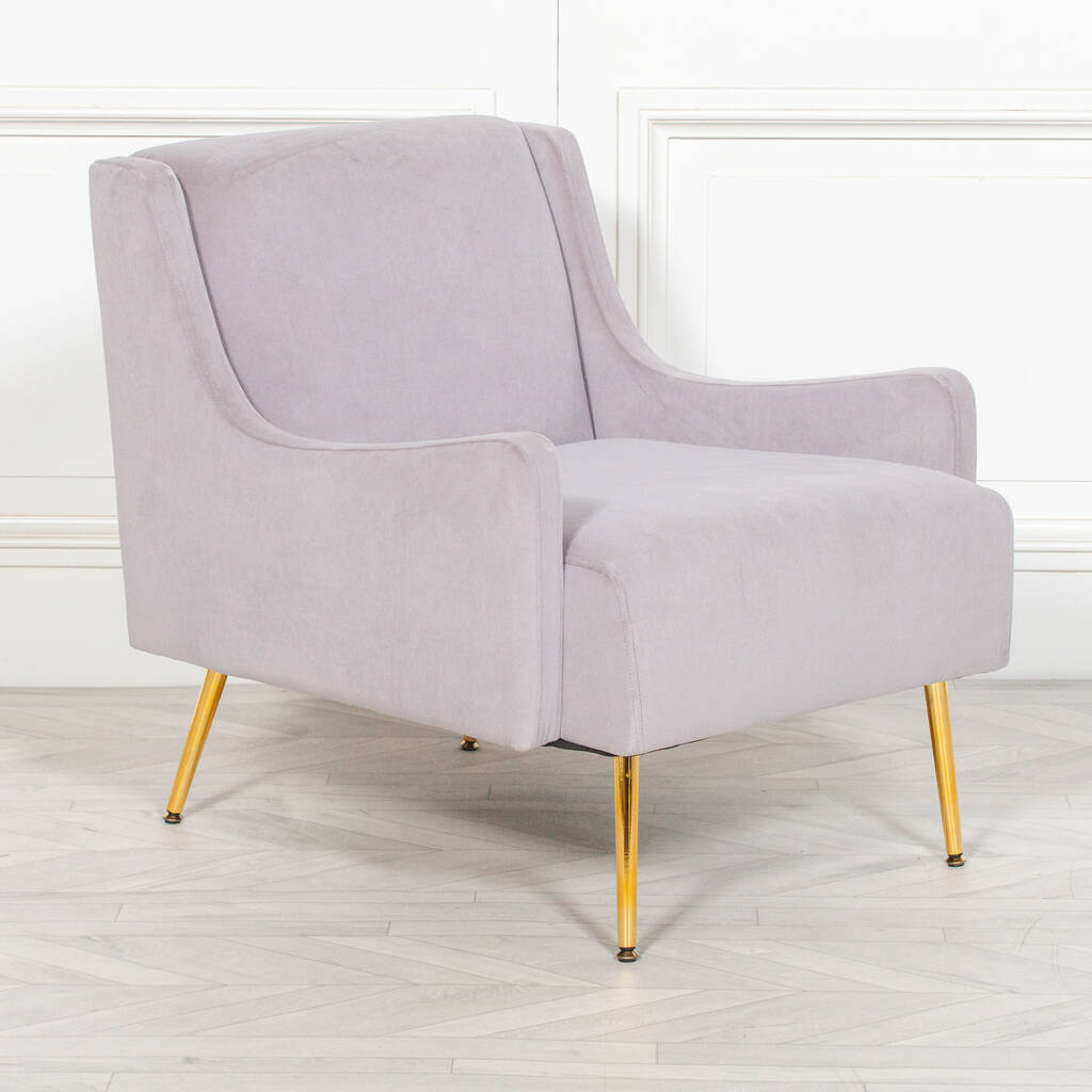 Grey Velvet Sofa Chair, 1 of 5