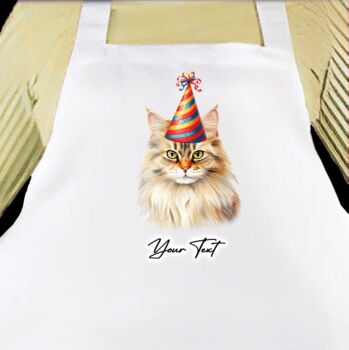 Personalised Gift Apron Cat Birthday Party Hat. 20 Different Breeds, 3 of 12