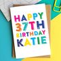Happy Birthday Colourful Personalised Greeting Card, thumbnail 3 of 5