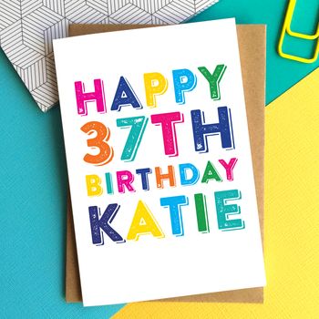 Happy Birthday Colourful Personalised Greeting Card, 3 of 5
