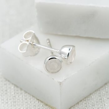 Sterling Silver June Birthstone Stud Earrings Moonstone, 2 of 4