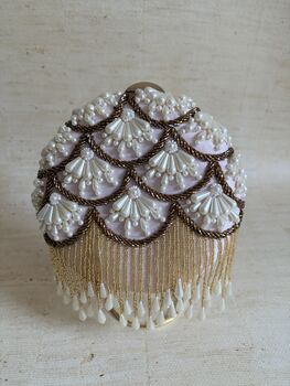 Pink Handcrafted Pearl Circular Clutch, 3 of 9