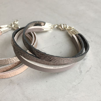 Leather Triple Band Bracelet, 3 of 4