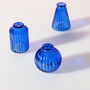 Blue Glass Bud Vases Set Of Three, thumbnail 3 of 6