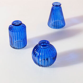 Blue Glass Bud Vases Set Of Three, 3 of 6