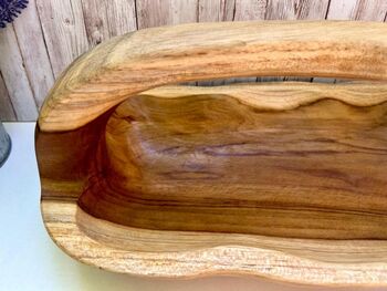 Hand Carved Teak Wooden Root Trug Flower Holder Storage, 3 of 8