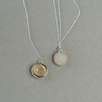 Sterling Silver Necklace With Handmade Ceramic, Glass And Gold Pendant, 4 of 7