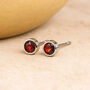 Sterling Silver January Garnet Birthstone Stud Earrings, thumbnail 1 of 5