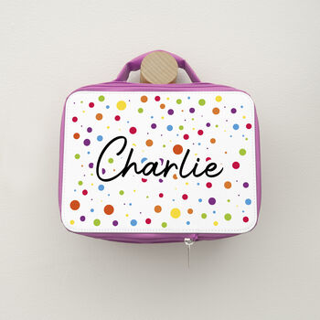 Personalised Kids Fun Polka Dot Insulated Lunch Bag, 9 of 12