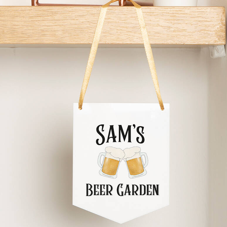 Personalised Beer Garden Flag Banner Hanging Sign By The Gifting Knot
