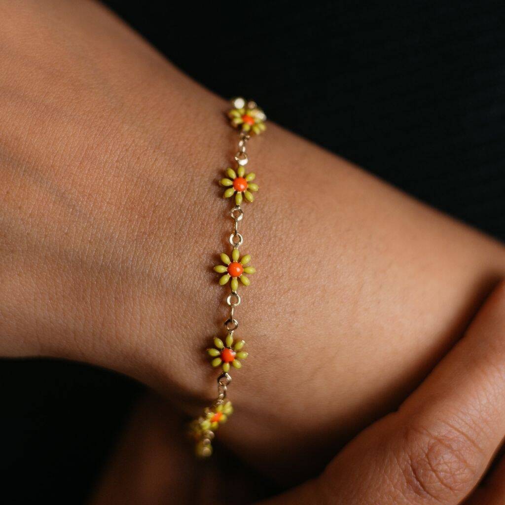 Yellow Daisy Sun Flower Charms Summer Bracelet, 1 of 5