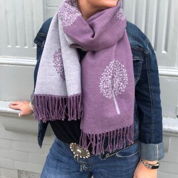 Mulberry Tree Reversible Wool Blend Blanket Scarf, 3 of 3