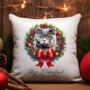 Personalised Cat Christmas Wreath Cushion Cover, thumbnail 12 of 12