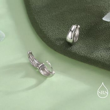 Sterling Silver Mini Chunky Hoop Earrings, 4 of 11