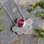 Fan Shape Sapphire Necklace In Sterling Silver, thumbnail 2 of 4