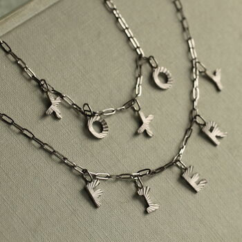 Silver Sunburst Name Necklace, 5 of 8