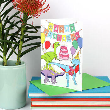 Happy Birthday Dinosaur Greeting Card, 3 of 4