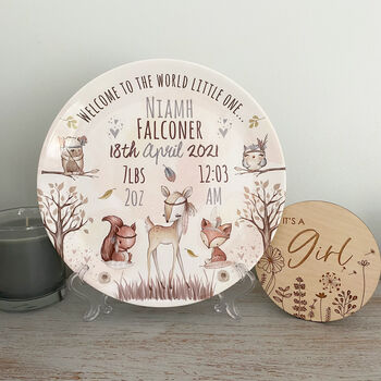 Personalised Teepee Animal Tribe Keepsake Birth Plate, 4 of 4