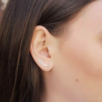 Silver Textured Ear Climber, 4 of 11