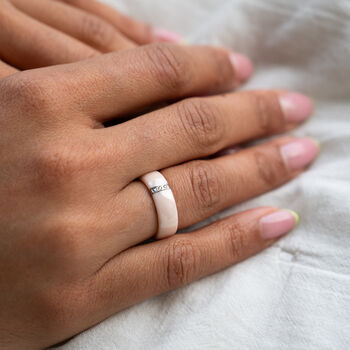 Pink Or White Ceramic Band Ring With Cubic Zirconia, 2 of 5