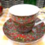 Large Cup And Saucer In William Morris Red Strawberry Thief Design, thumbnail 3 of 9