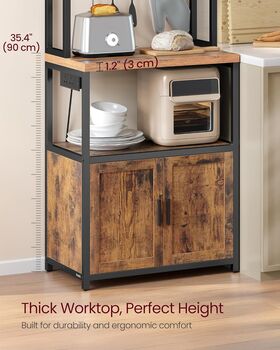 Coffee Bar Cabinet Bakers Rack With Outlet, 4 of 7