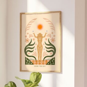 ‘Chase The Sun’ Boho Sun Wall Art Print, 3 of 4