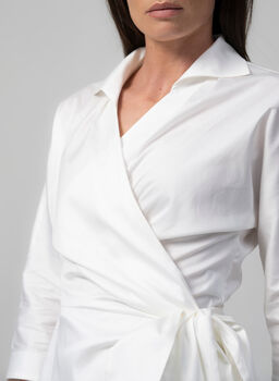 Abigail Ivory Wrap Cotton Blouse, 4 of 6