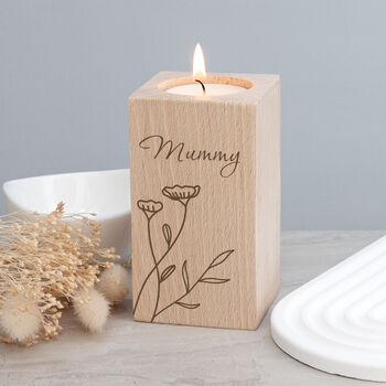 Personalised Floral Wooden Tealight Holder, 2 of 4