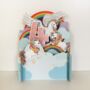4th Birthday 3D Card With Rainbow Unicorn, thumbnail 2 of 3