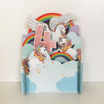 4th Birthday 3D Card With Rainbow Unicorn, 2 of 3