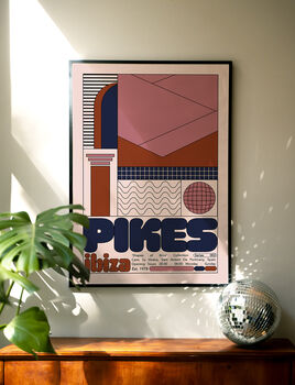 Pikes Ibiza Club Print | Poster | Wall Art | Geometric | Dj | Clubbing | Patterned | Bauhaus | Print | House Music, 6 of 9