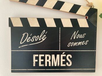 French Wooden Open And Closed Double Sided Clapper Board Sign, 4 of 6